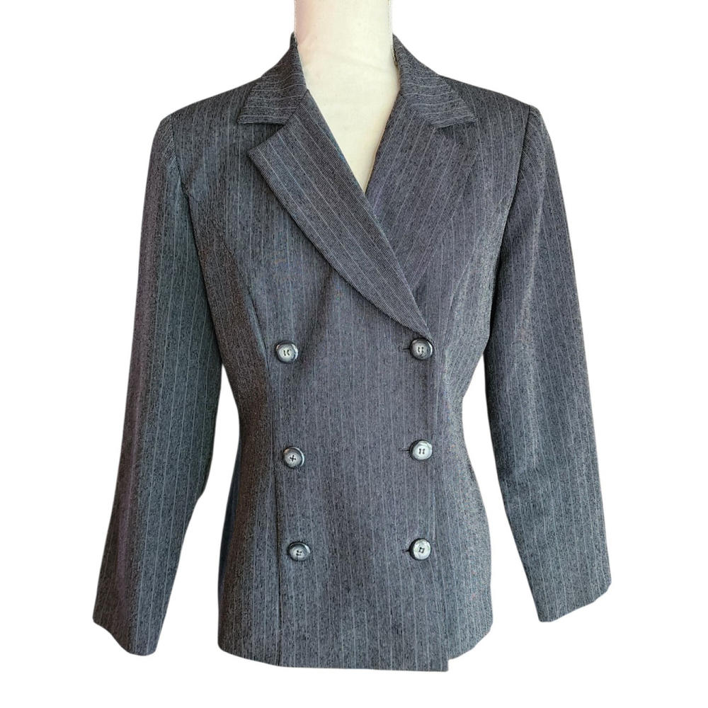 Vintage Positive Attitude Black Pinstripe Dress Blazer Career Jacket Women’s 8